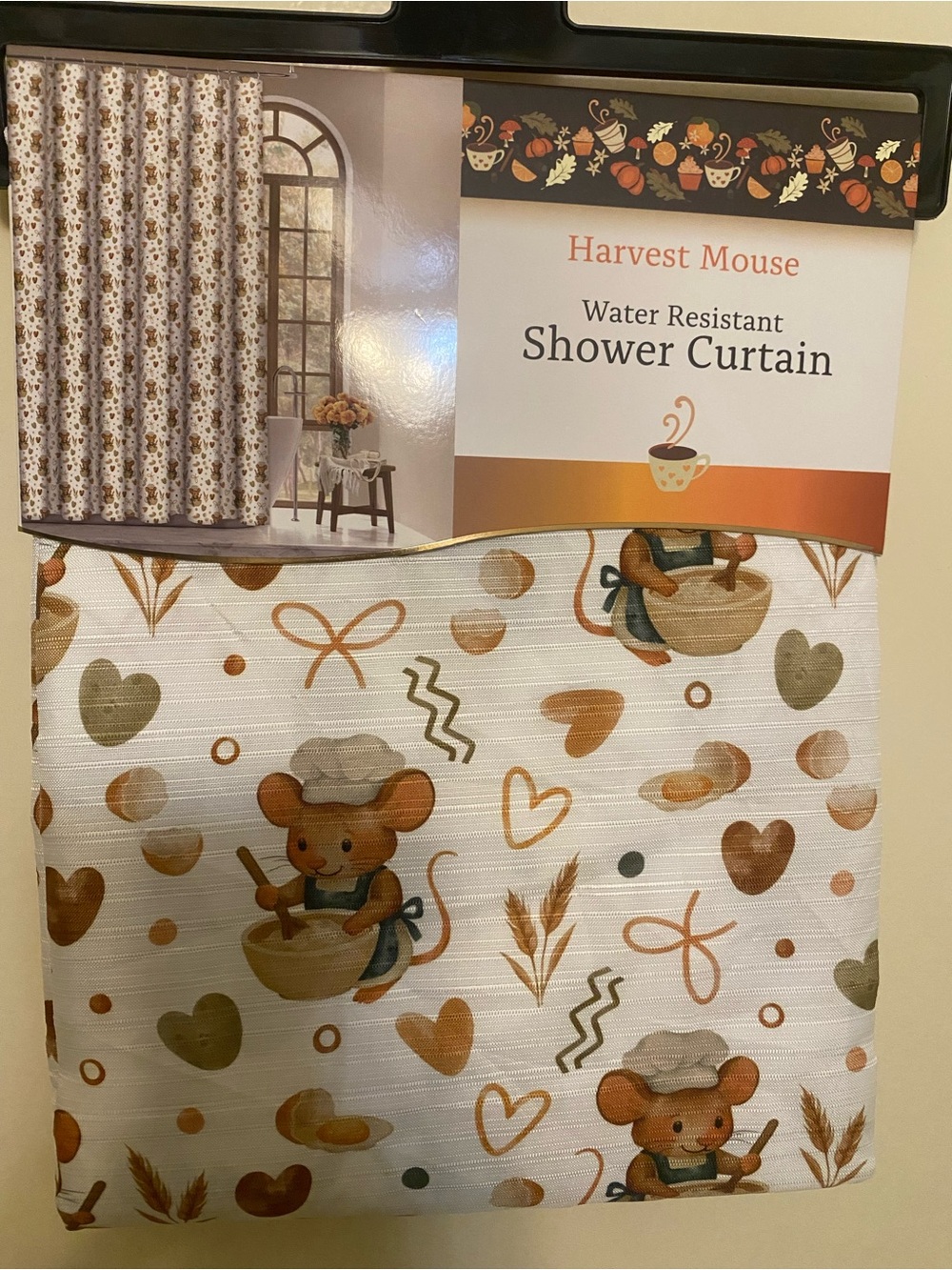 Water Resistant Shower Curtain - Cream and Brown